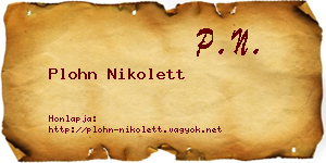 Plohn Nikolett névjegykártya